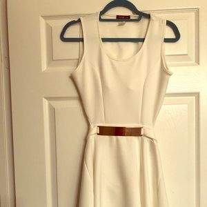 Brand New White Dress with Gold Plate Belt